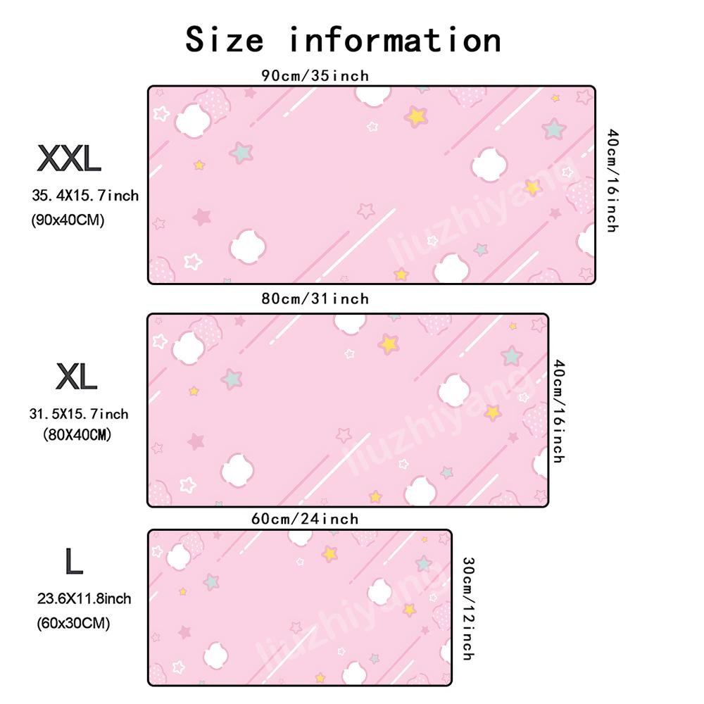 Kawaii Cute Cartoon Cat Mouse Pad Large Computer Office Game Table Mat Rubber Antislip Stitched Keyboard Mats 90x40 Desk Pads