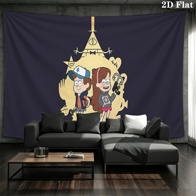 Gravity Falls Wall tapestry, aesthetic printed fabric blanket, suitable for bedroom, living room, and home decor.