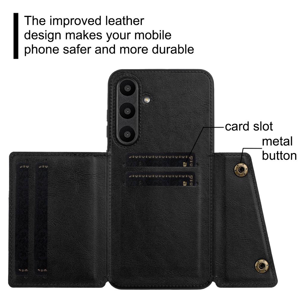 For Samsung Galaxy S24 FE Case Card Slots Kickstand Leather+TPU Phone Cover