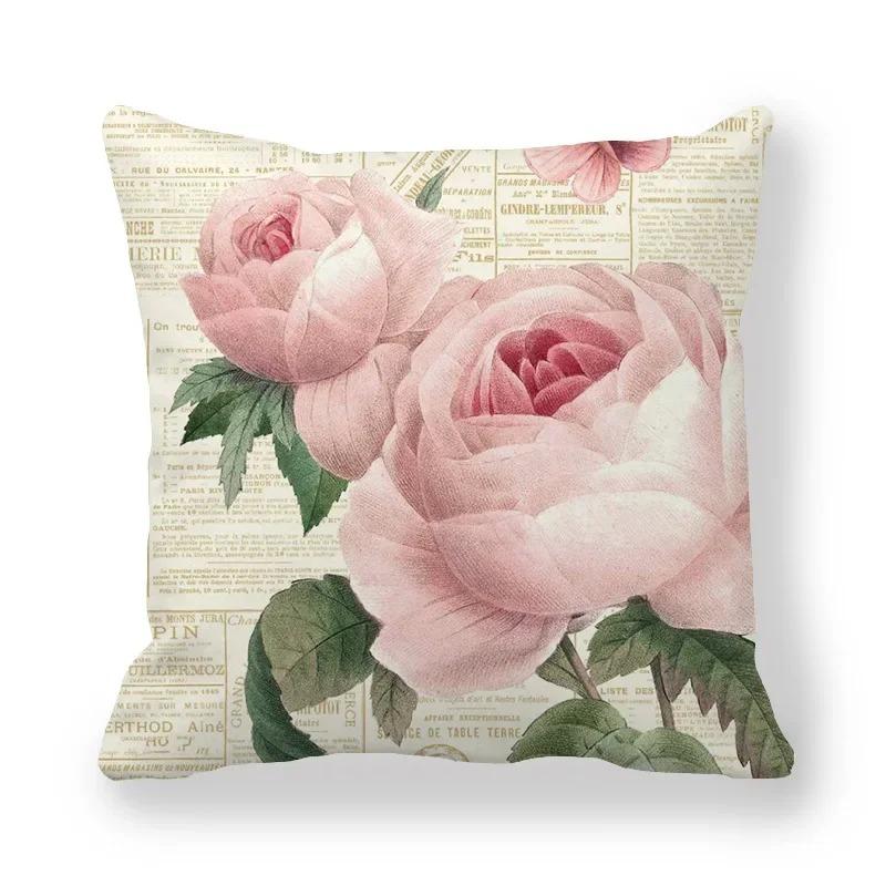 Housse de coussin florale camélia Rose, taie d'oreiller Vintage à imprimé Floral, décorative pour canapé