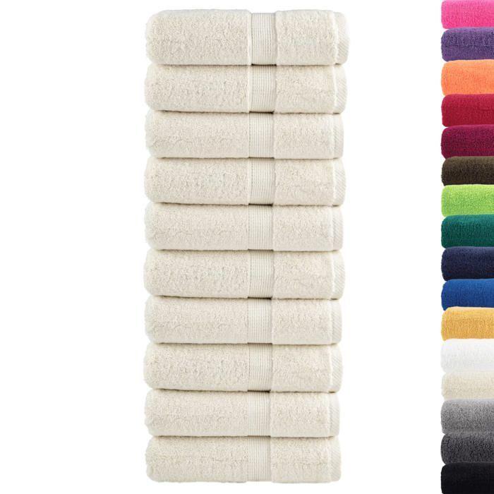VidaXL Serviettes d'invité de Qualité Supérieure 10 pcs, Draps de Bain, Essuie-mains, Serviette de Visage Salle de Bain, 137472