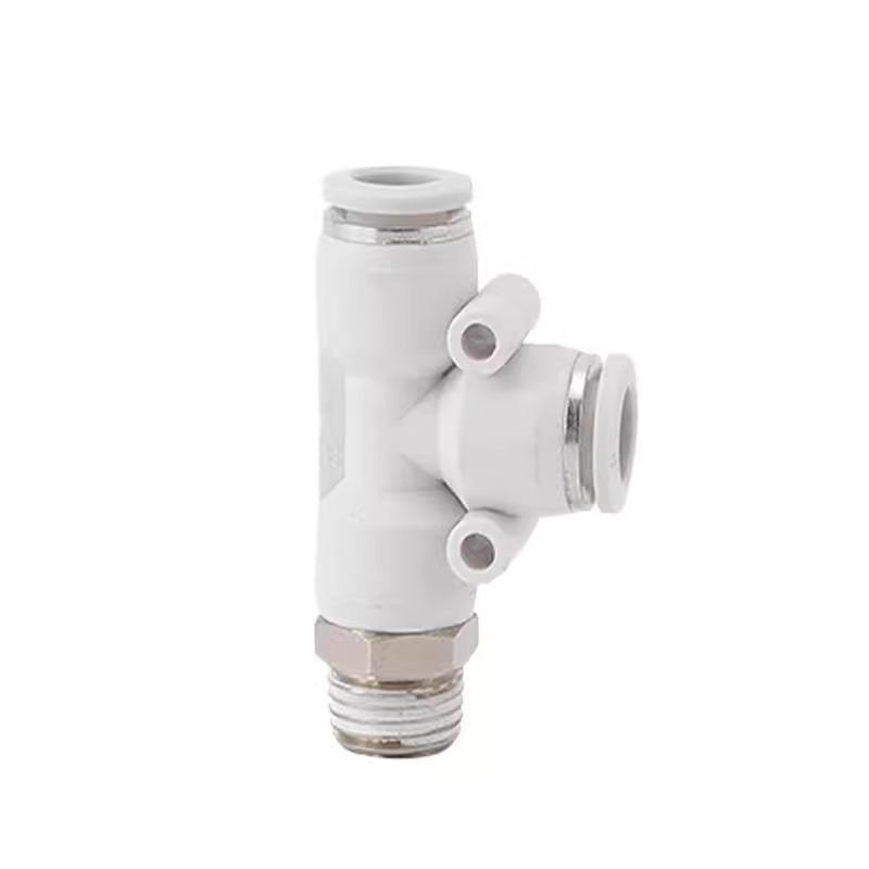 Pneumatic Quick Connect T-Type 3-Way Threaded Air Hose Connector (Sizes: 4, 6, 8, 10, 12-M5 01 02 03)