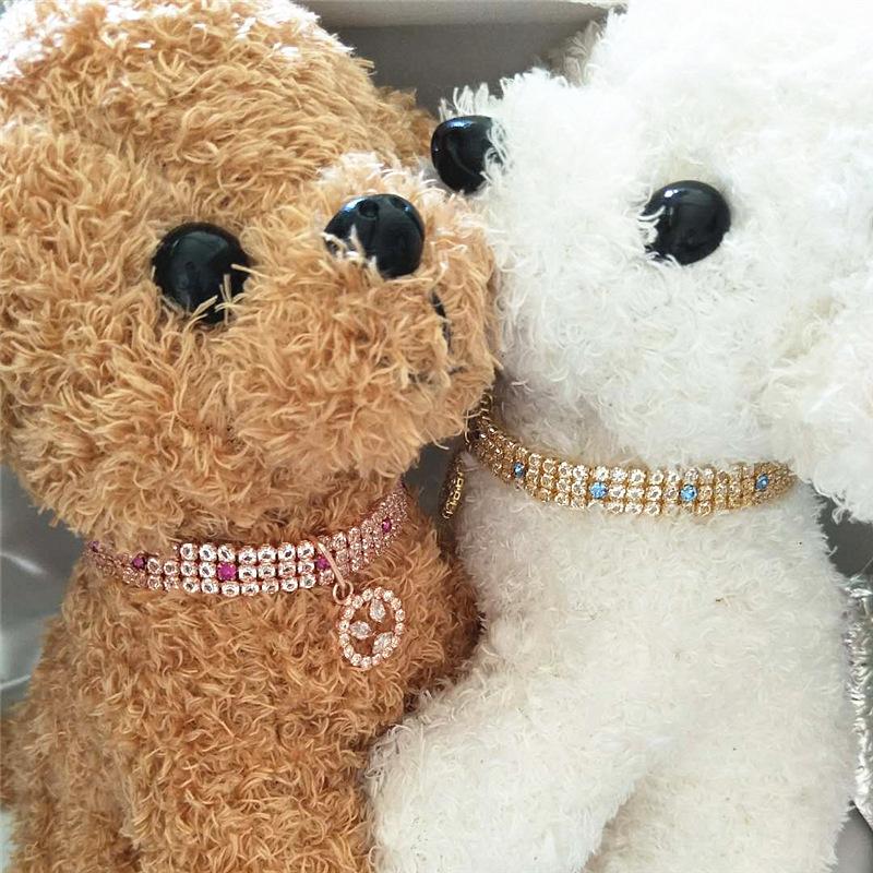 Pet Supplies, Colorful Crystal Necklace, Smiling Zircon, Three Row Diamond, Cat and Dog Accessories, High-end, Dog Gift