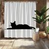 Tenda da Doccia Sagoma Gatto Nero, 12 Ganci, Lavabile in Lavatrice, Decorazione Bagno per Tutte le Stagioni
