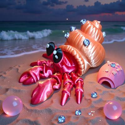 Colorful 3D Printed Hermit Crab Figurine Toy for Display & Landscaping