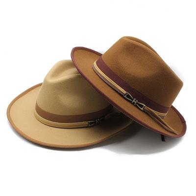 Edge Fedora Hat Unisex Wool Felt Jazz Hats Men Women Wide Brim Panama Trilby Cap