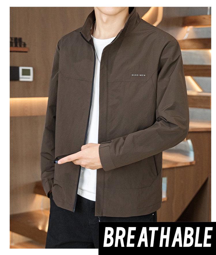 2025 Spring/Autumn Solid Stand-up Collar Casual Jacket for Men