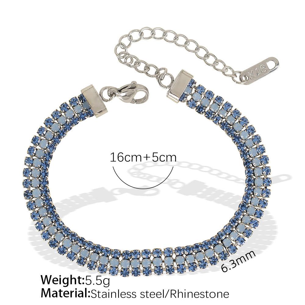 ins simple design bracelet row diamond titanium steel plated 18K gold inlaid boutique natural stone jewelry