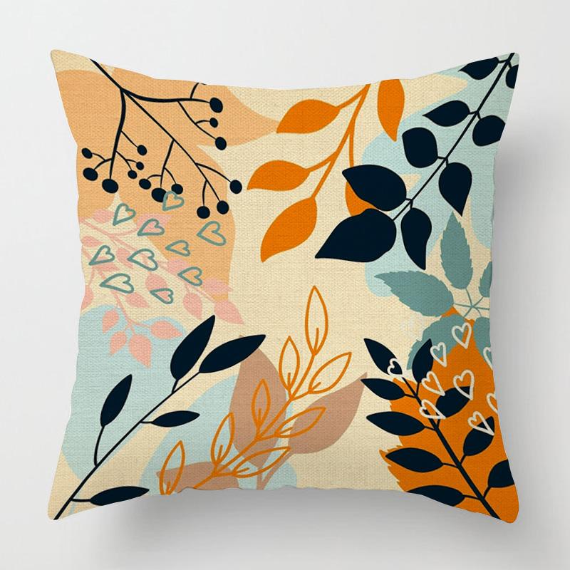 Home Decor Colorful Leaf & Swirl Digital Print Pillow Covers Pattern Cushion Cover Suitable for Sofa Bedroom Car Pillow Cover