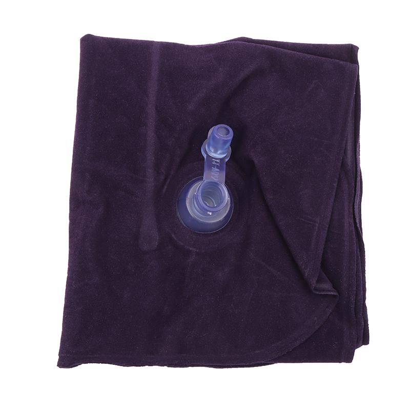 Portable Inflatable Flocking Pvc Pillow Camping Sleeping Air Pillow For Travel Outdoor Hiking Flight Foldable Head Rest Pillow