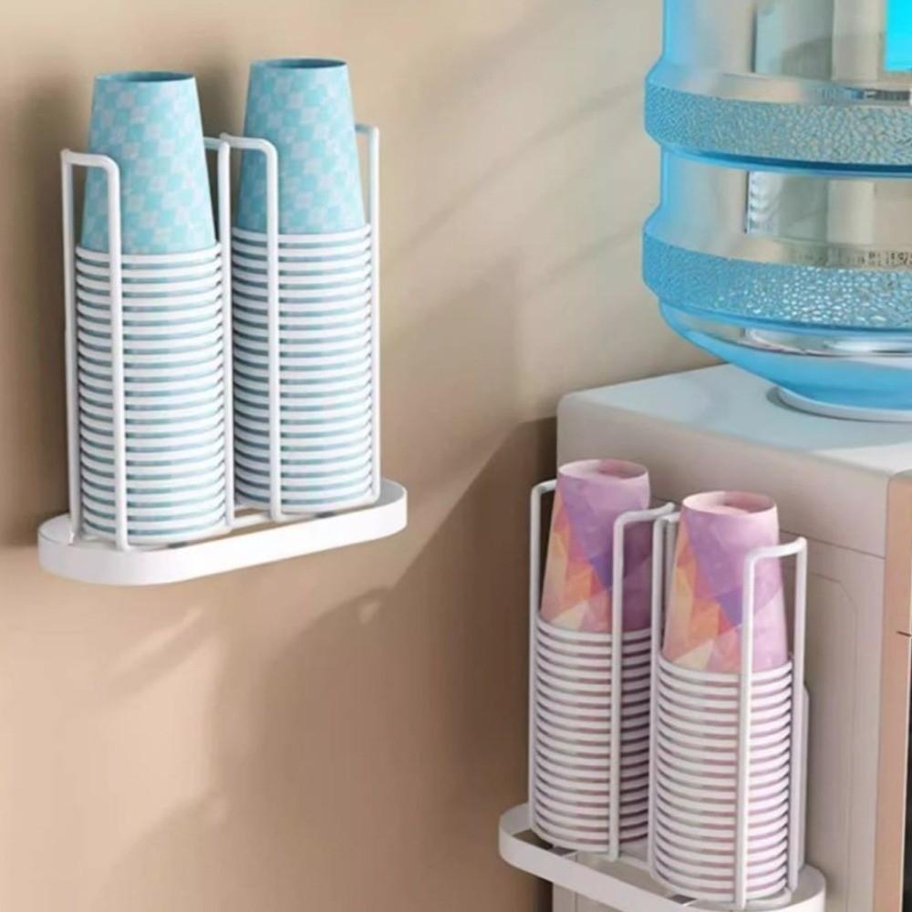 Wall Mounted Storage Rack Metal Cup Dispenser Creative Disposable Cup Holder