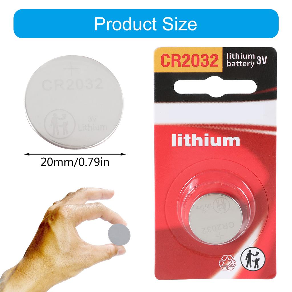 CR2032 3V Lithium Button Cell Battery Coin Cell for Watches Temperature Sensors Water Bottles Remote Controllers Toy