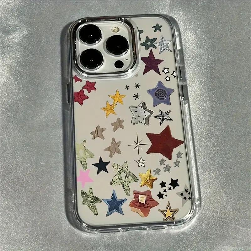 Colorful Doodle Five-Pointed Star Pattern TPU Phone Case For iPhone 17 Pro Max 16 15 14 13 12 11 Cover For iPhone XS X XR Fundas