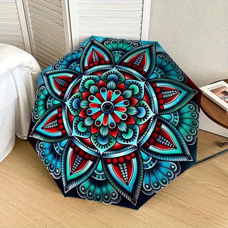 1pc Symmetry Mandala Print Umbrella , Multi-functional Umbrellafor Men & Women, Valentine's Day Anniversary Gift0818101