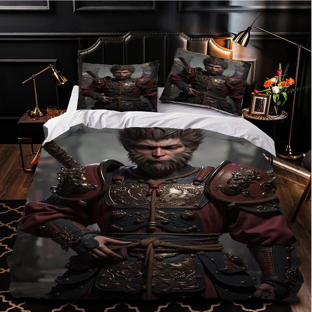 Black Myth Wukong Series Bedding Three-Piece Home Textile 3D Digital Printing