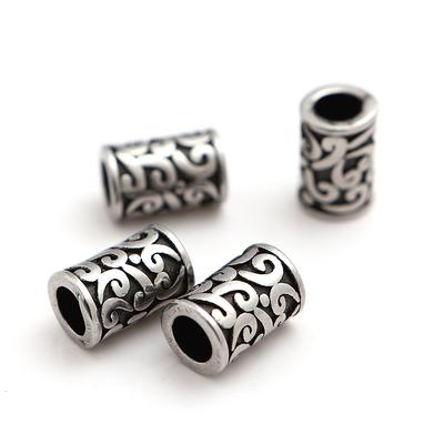 4 Uds. De cuentas con orificio grandes de acero inoxidable con diseño Retro, cuentas sueltas cilíndricas, cuentas espaciadoras, pulsera, collar, accesorios de joyería DIY