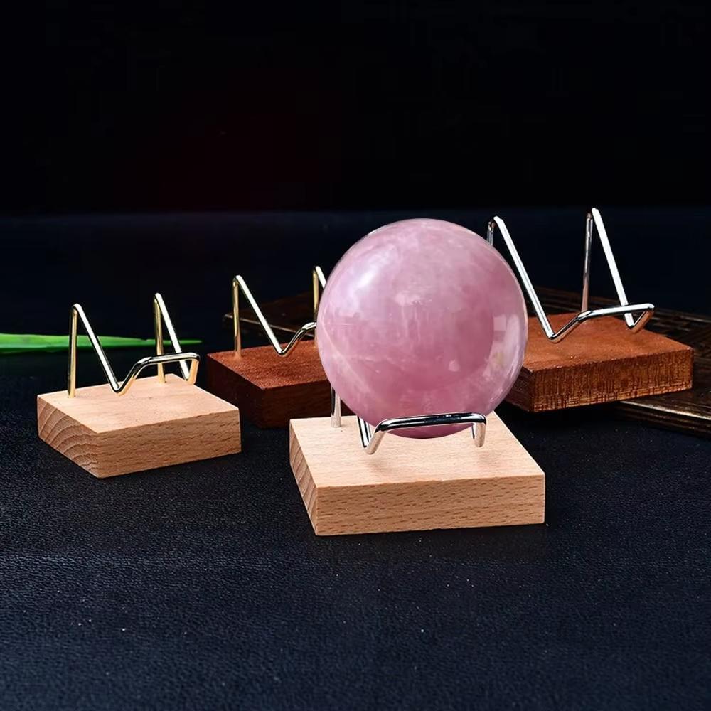 New Wooden Crystal Ball Base Metal Arm Agate Stones Sphere Display Stand Craft Photography Props Minerals Relics Rocks Support