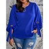 Plus Size Women S Lantern Sleeve Tie Shirt Loose Commute Top