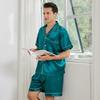 Großformatiges Herren-Pyjamaset, kühler Pyjama, kurze Ärmel, Shorts, Ober- und Unterteil als Doppelgänger, einfaches Eis seide Set.