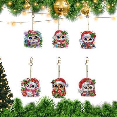 6Pcs Double Sided Diamond Painting Keychains Kit Diamond Art Pendants Kits Irregular Diamond Art Key Rings Handmade Crafts