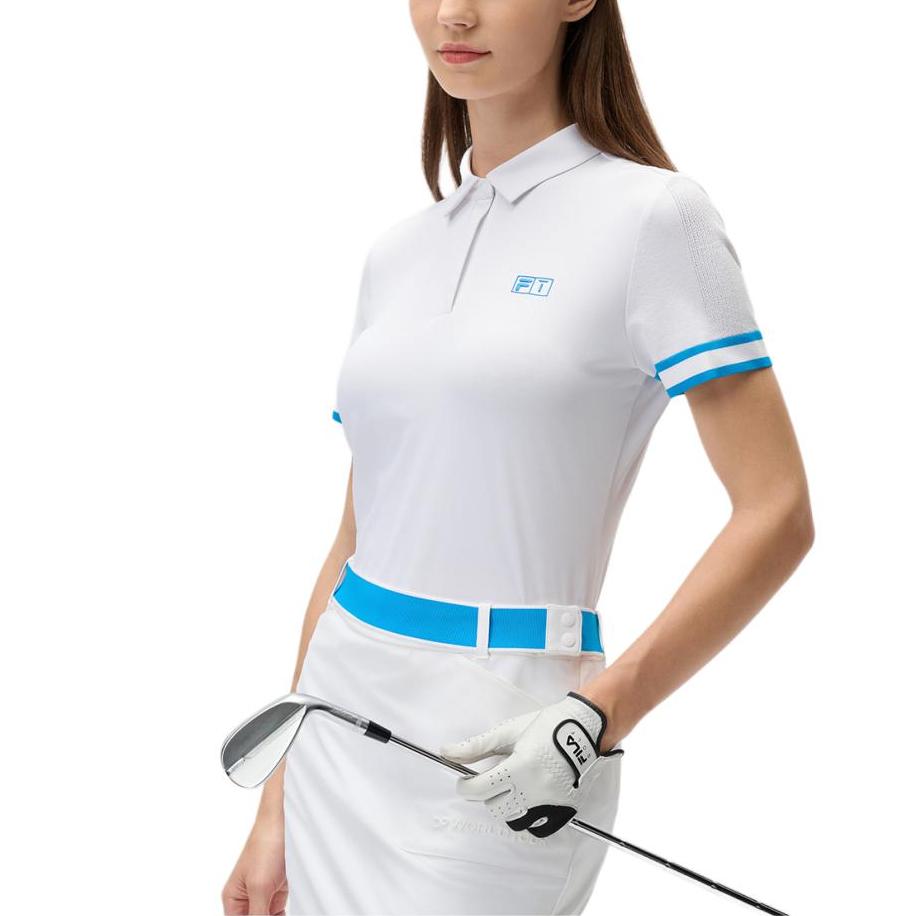 Fila Solid Color Golf High-Sensitivity Short Sleeve Polo Shirt Women Tops Jade-White A11W435112FWT