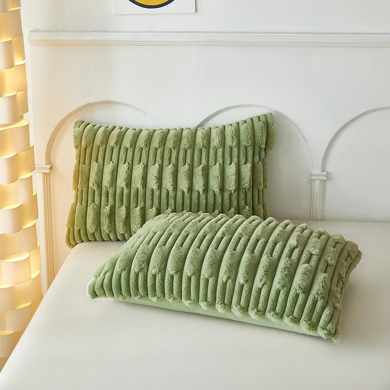 Langer Kissenbezug aus Plüsch-Kunstkaninchenfell – Doppelter Kissenbezug aus Milchsamt-Fleece