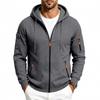 Men's Solid Zip‑Up Hooded Sweatshirt Casual Drawstring Hoodie Jacket Long Sleeve Arm Pocket Sports Outerwear for Male