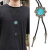 Turquoise Bolo Tie for Adult Unisex Vintage PU Leather Necktie Rope Necklace Jewelry Rodeos Tie Formal Event Collar Tie