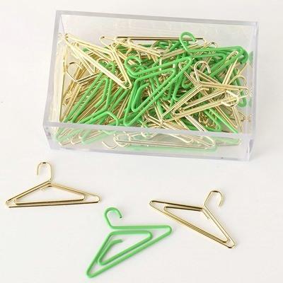 1set Green Cute Paper Clip Storage Long Paper Clip Ledger Decorative Bookmark Paper Clip Small