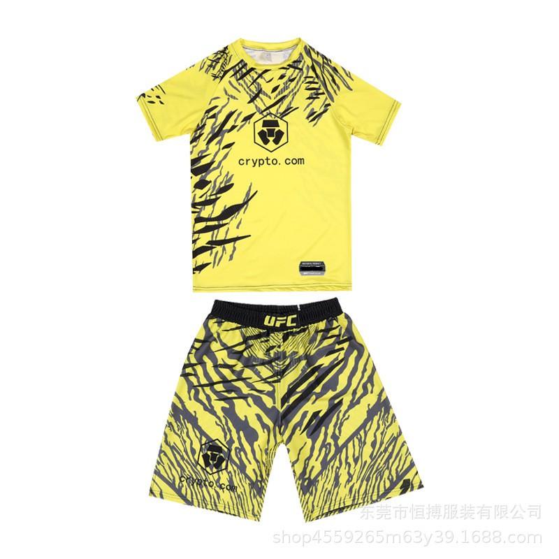 Conjunto de Shorts e Camiseta para Treino de Boxe MMA Homens Mulheres Muay Thai Esportes de Combate Alta Elasticidade Equipamento Fitness