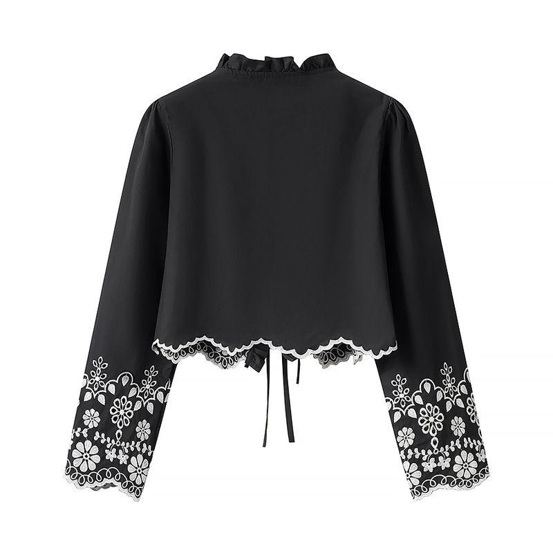 Jnleaog Spring New Arrival Women's Clothing Fashion Style Stylish Fashion Hollowed-out Embroider Cotton Shirt