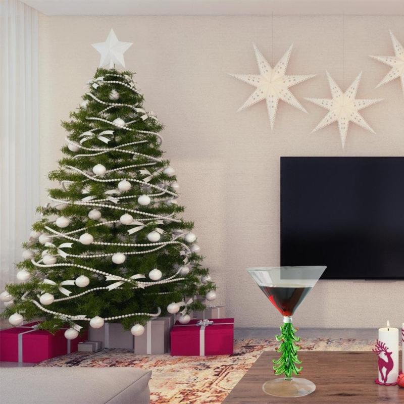 Christmas Tree Glassware Transparent Cocktails Drinking Glass Beverage Cup Festival Drinkware for Holiday Parties