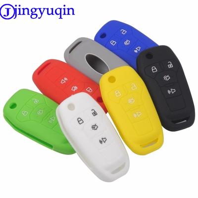 Jingyuqin Remote 4 Buttons Silicone Flid Folding Car Key Cover Case For Ford Fusion 2013-2015 Holder Procted