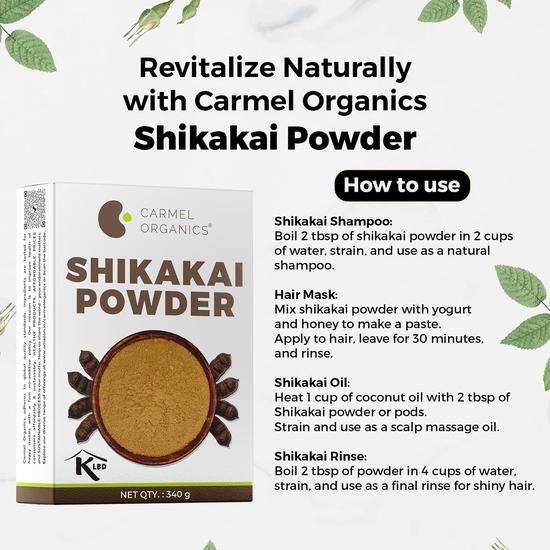 CARMEL ORGANICS Shikakai Powder 340g - Natural Hair Cleanser & Conditioner - Promotes Healthy Scalp and Hair Care, No Added Preservatives