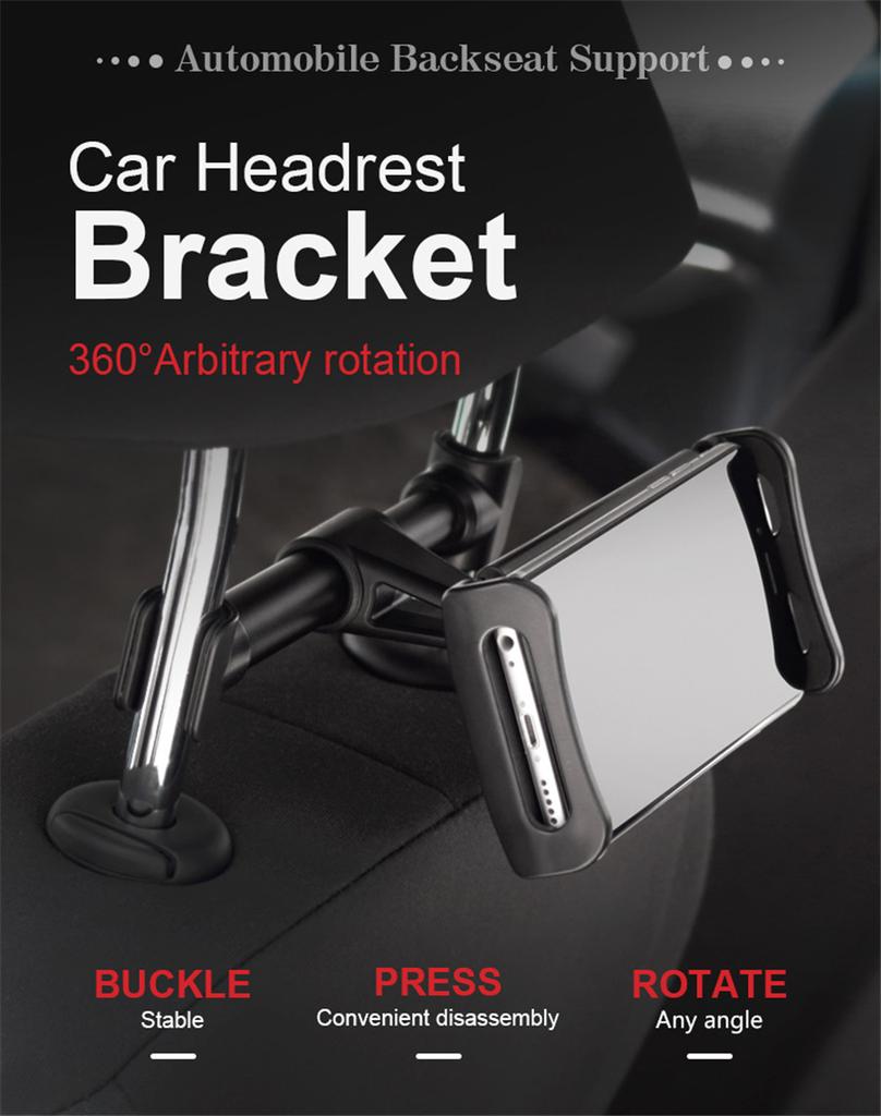 Car Back Seat Headrest Mount Holder For 4-11" Screen Phones&Tablet&iPad Black