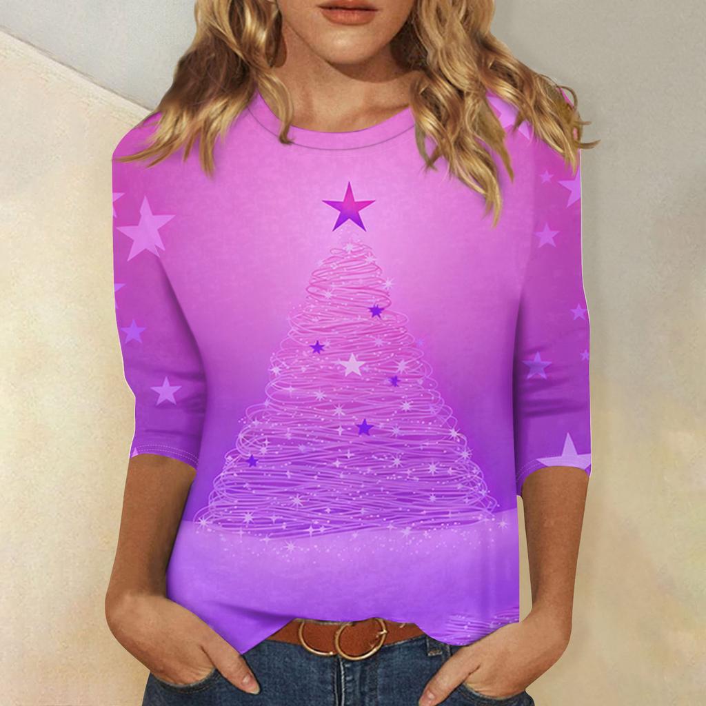 Women's Loose Comfortable Casual Fashion V-Neck Christmas Print Long Sleeve Hoodie