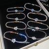 Elegant Geometric Zircon Mother-of-Pearl Flower Bracelet: Luxury Hand Jewelry for Women