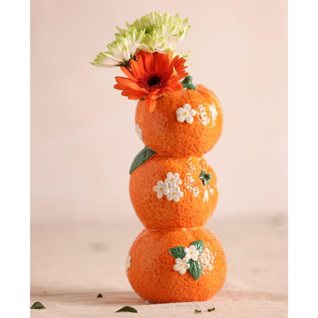 Hestia 21cm Triple Orange Vase