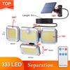 Lámpara de Pared Solar Giratoria de Triple Cabezal 138LED con Sensor de Movimiento para Iluminación Exterior, Jardín, Garaje y Calle