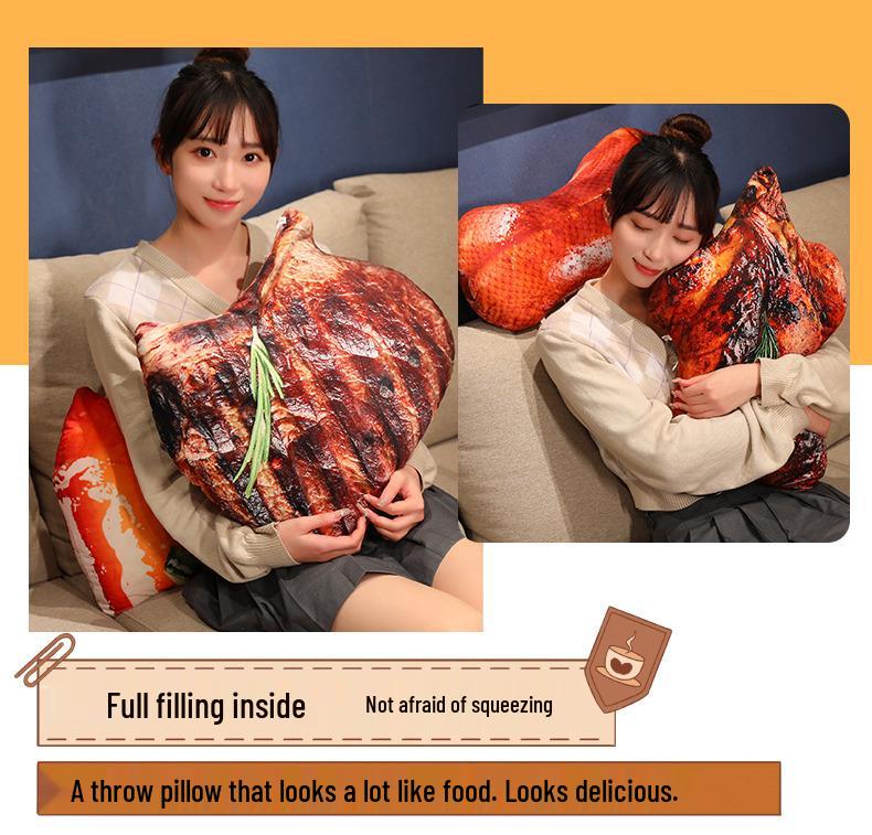 Wanghong Zibo BBQ Plush Food Pillow - Creative Douyin-Style Prank Prop