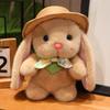 Lovely Outing Trip Bunny Plush Toys Fluffy Cozy Cartoon Sun Hat Little Rabbit Doll Gentle Children Companion Xmas Gift