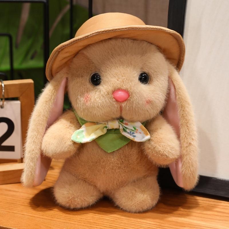 Lovely Outing Trip Bunny Plush Toys Fluffy Cozy Cartoon Sun Hat Little Rabbit Doll Gentle Children Companion Xmas Gift