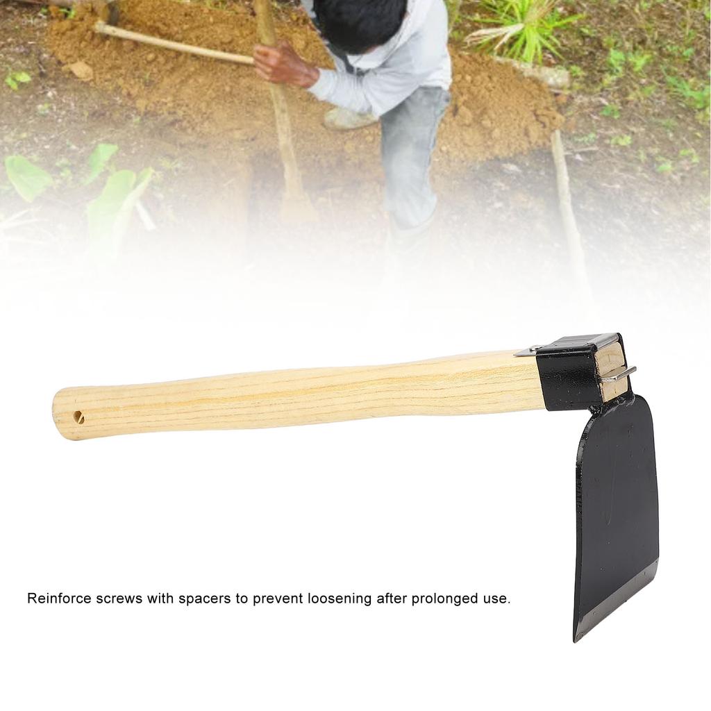 Azada de Jardín Azada para Deshierbar a Mano Azada Manual Mango de Madera Ergonómico Acero al Carbono Ligera Azada Manual para Deshierbar el Jardín para el Hogar