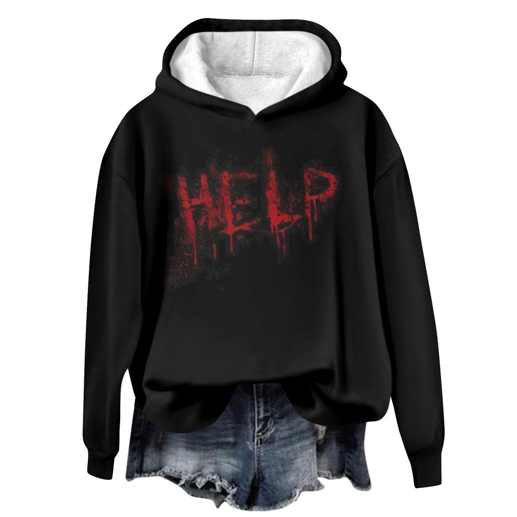 Women's Casual Fashion Wine Turkey Family Print Long Sleeve O-Neck Pullover Hoodies