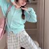 Soft Girl, Light Blue Long-sleeved Knitted Cardigan Women's Dopamine Top Women's Early Autumn Thin Sweater Jacket