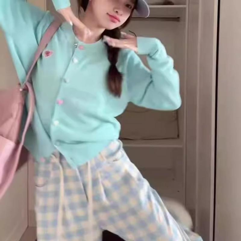Soft Girl, Light Blue Long-sleeved Knitted Cardigan Women's Dopamine Top Women's Early Autumn Thin Sweater Jacket