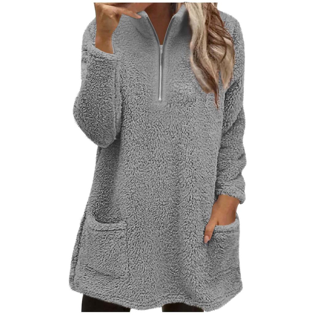 Sweatshirt for Women Stand Collar Cozy Pullover Soft Sweaters Fall Trendy Loose Tunic Tops