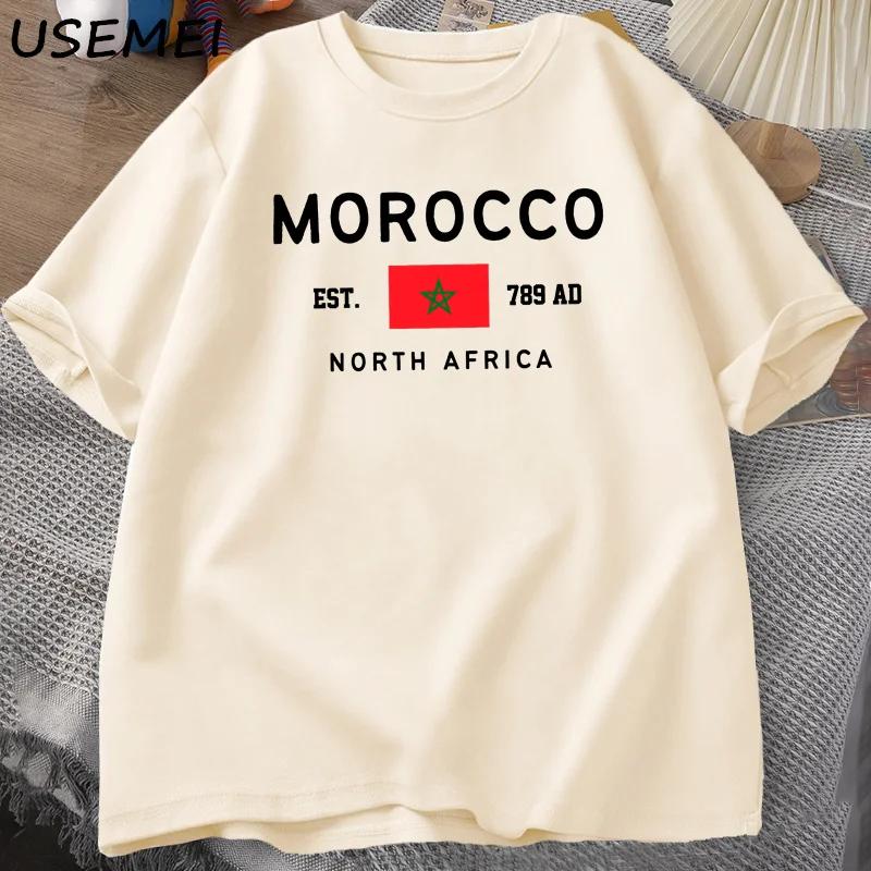 Morocco North Afric T-shirt Men Moroccan Flag T Shirt Oversized Graphic Tees Cotton Short-sleeve Man Clothing Streetwear