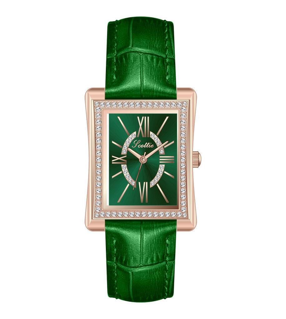 Square Quartz Ladies Watch Fashion Diamond Set Roman Vintage Watch Femininity Leather Strap