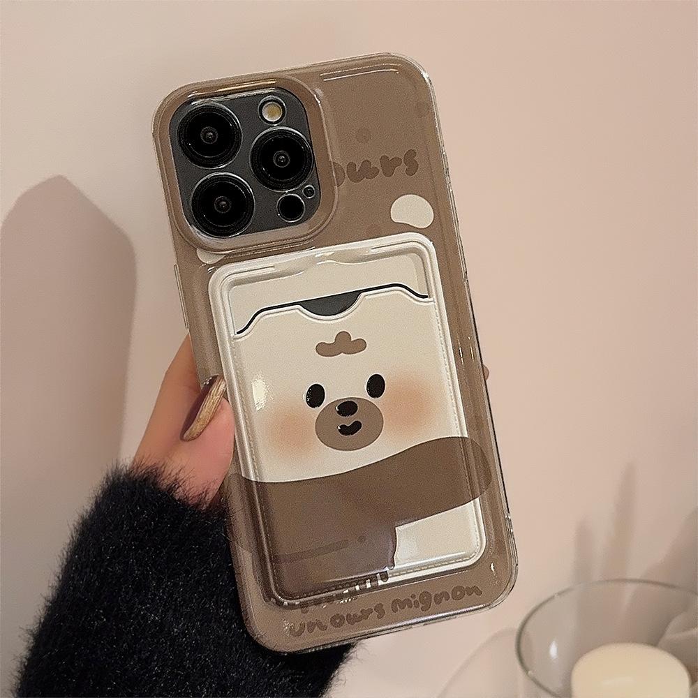 Süße Kartenhülle Apple 15promax Handyhülle 16promax Rundum Transparent Partner Cartoon